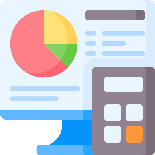 Financial reports and calculator icon